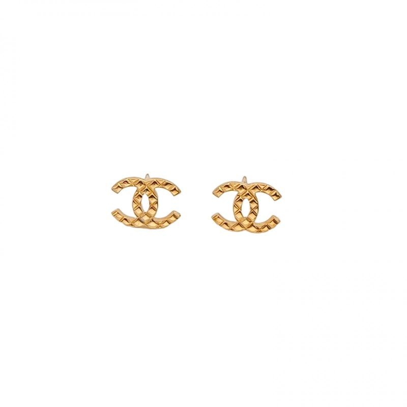 CHANEL 合金24P經典菱格紋雙C耳環-0