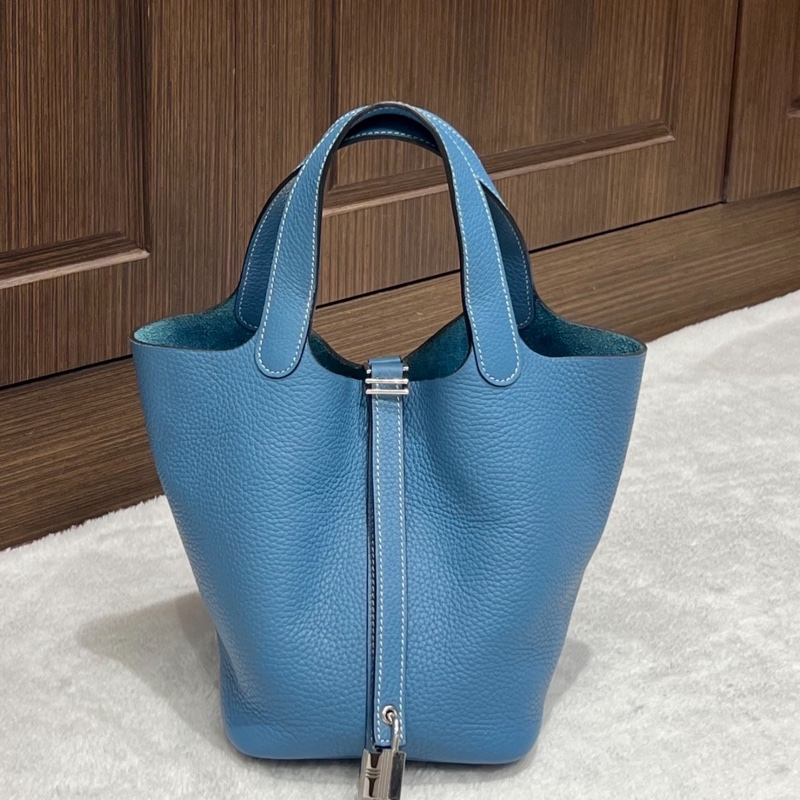 Hermes • Picotin 18 75牛仔藍銀釦 Tc皮 菜籃子-1