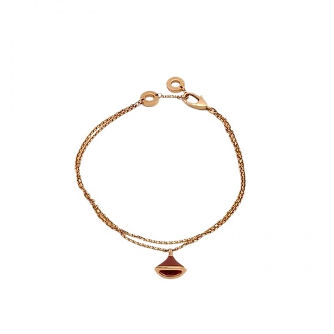 BVLGARI DIVASDREAM小扇子手鏈18K玫瑰金/紅玉髓S-M碼