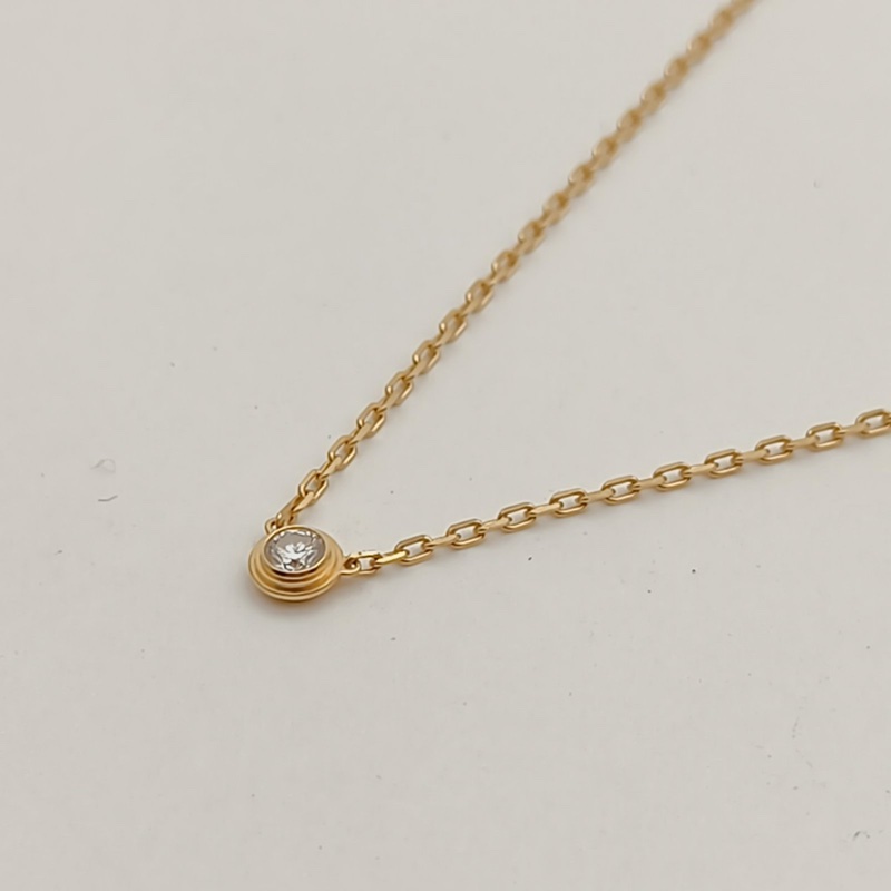 CARTIER 18K黃金鑽石Amour飛碟項鏈單鑽9分-1