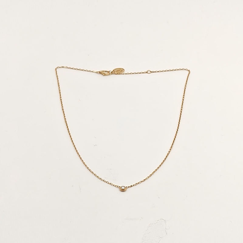 CARTIER 18K黃金鑽石Amour飛碟項鏈單鑽9分-4