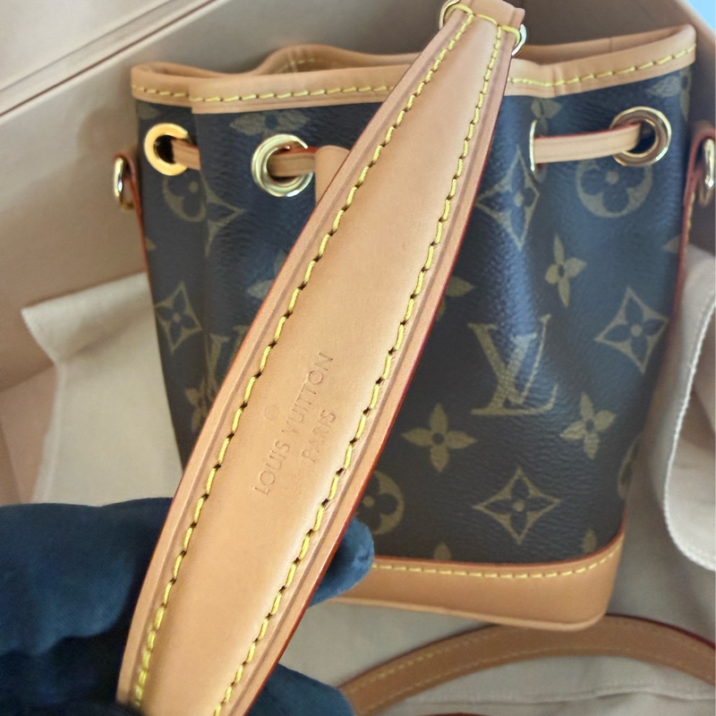 全新LV老花 NANO NOE mini束繩束口水桶包(可拆式手把/肩帶)M81266-3