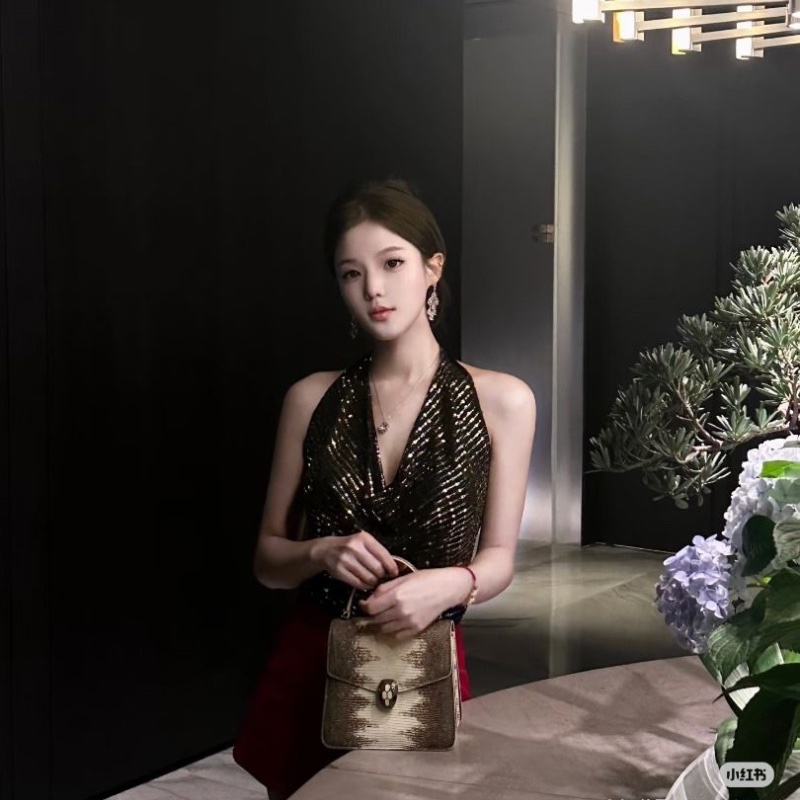 BVLGARI 漸變色 蜥蜴 Serpenti Forever 蛇頭包 喜馬拉雅 18*11*16 9新 配件塵袋-0