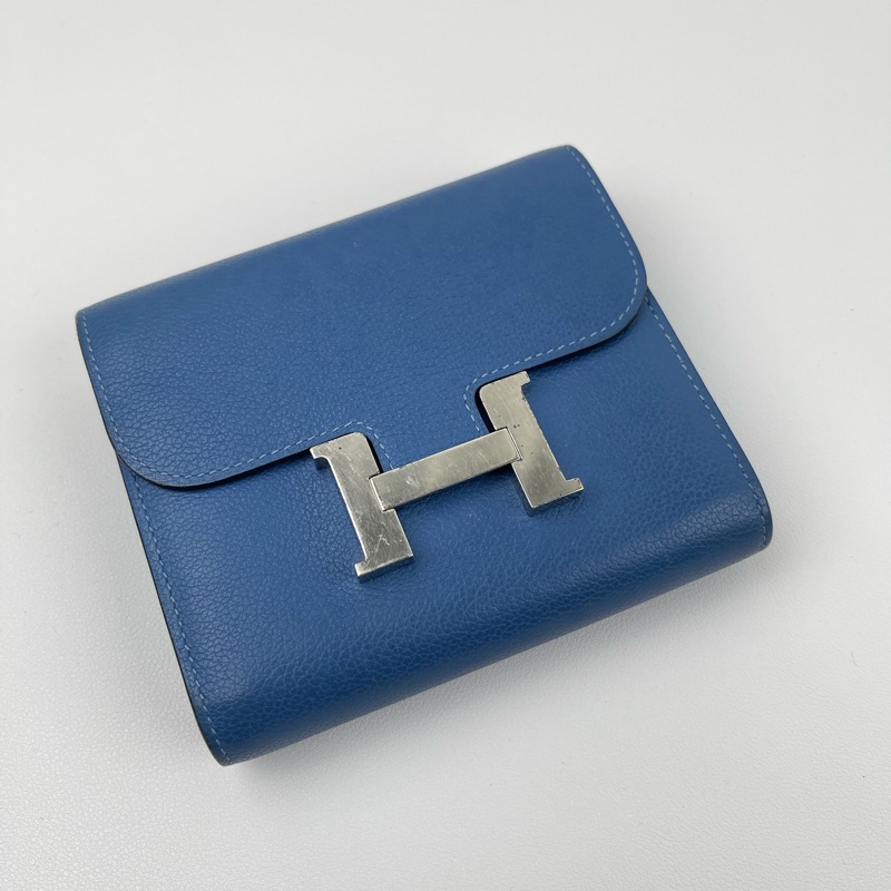 Hermes • Constance 康康霧霾藍銀釦短夾-2