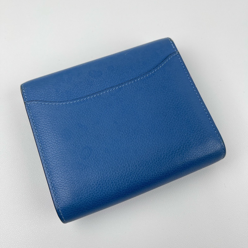 Hermes • Constance 康康霧霾藍銀釦短夾-3