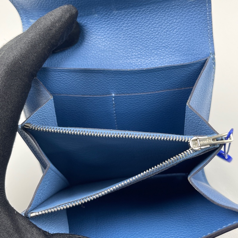 Hermes • Constance 康康霧霾藍銀釦短夾-10