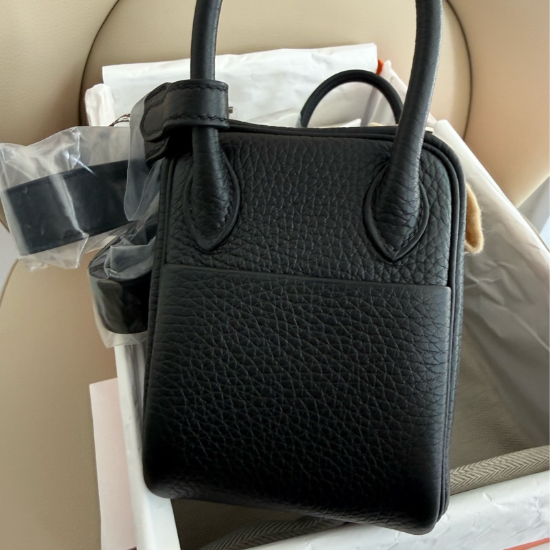 全新HERMES黑色金釦mini lindy 一代斜背包-3