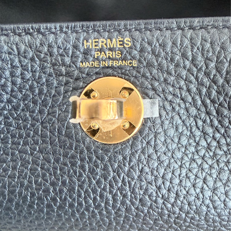 全新HERMES黑色金釦mini lindy 一代斜背包-15