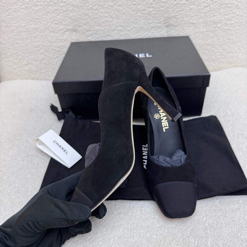僅室內試穿過 香奈兒chanel方頭高跟鞋38碼 8cm S印-4