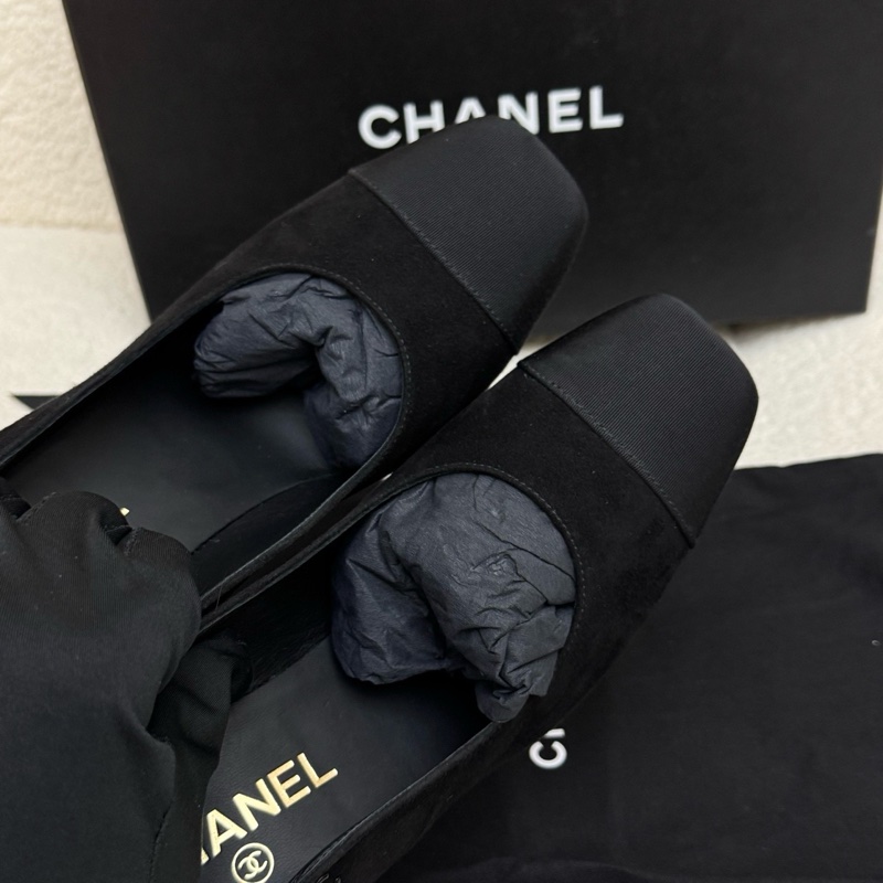 僅室內試穿過 香奈兒chanel方頭高跟鞋38碼 8cm S印-5