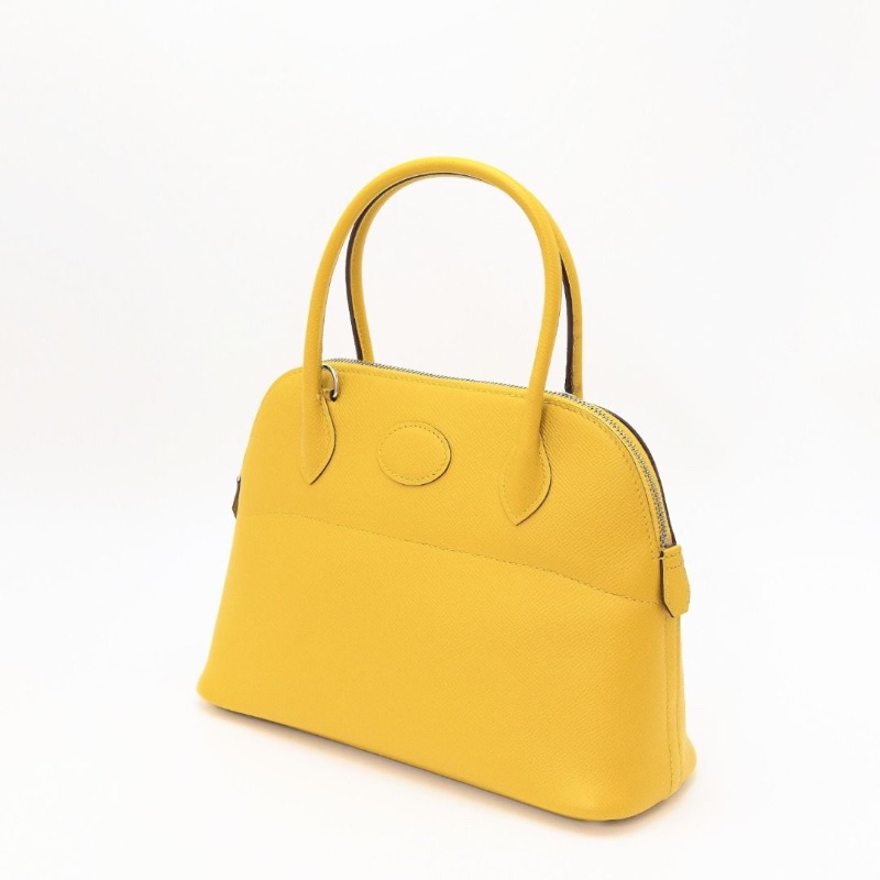 HERMES 琥珀黃Bolide保齡球27 手提肩背包27*18*9 9新 配件塵袋-5