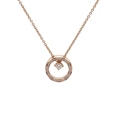 CHANEL 18K玫瑰金鑽石COCOCRUSH系列水冰月滿鑽項鏈