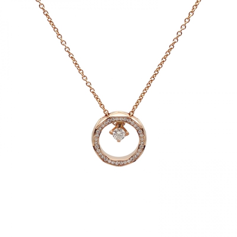 CHANEL 18K玫瑰金鑽石COCOCRUSH系列水冰月滿鑽項鏈-0