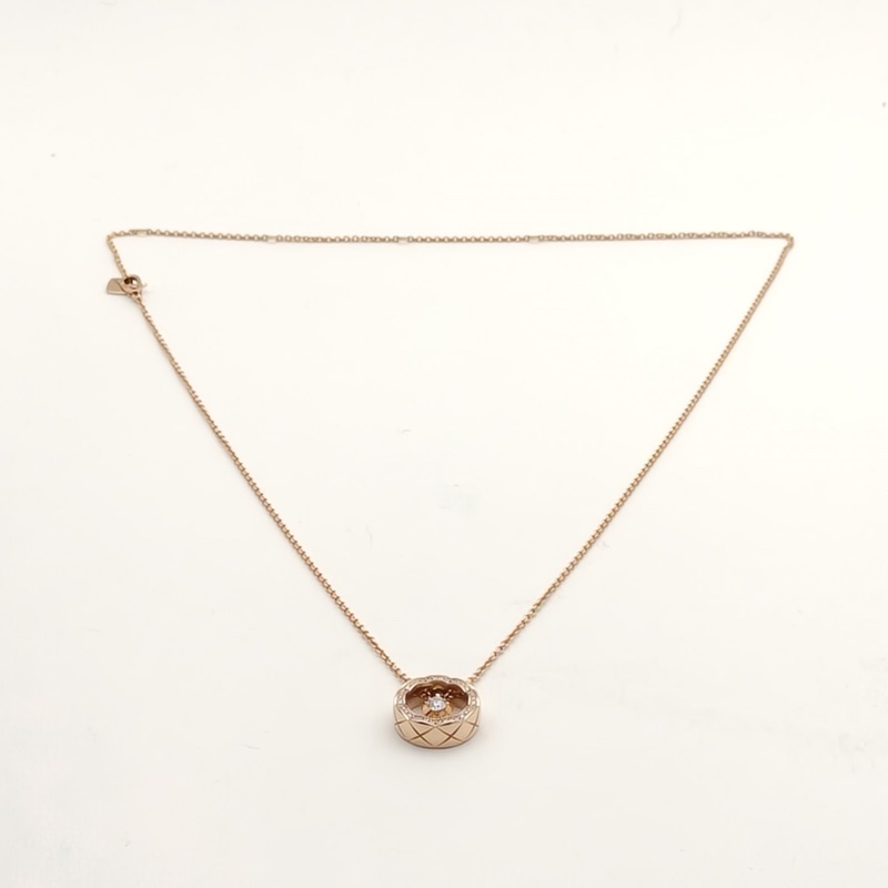 CHANEL 18K玫瑰金鑽石COCOCRUSH系列水冰月滿鑽項鏈-4