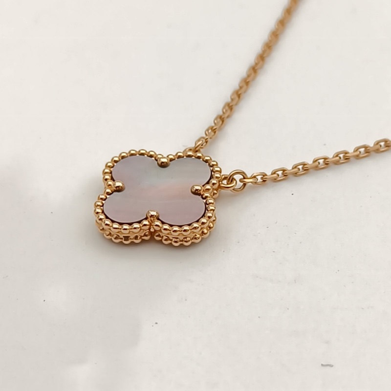 VAN CLEEF&ARPELS VintageAlhambra中號單花項鏈新扣18K玫瑰金/灰貝母-1