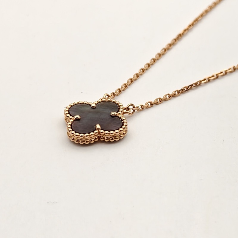 VAN CLEEF&ARPELS VintageAlhambra中號單花項鏈新扣18K玫瑰金/灰貝母-2