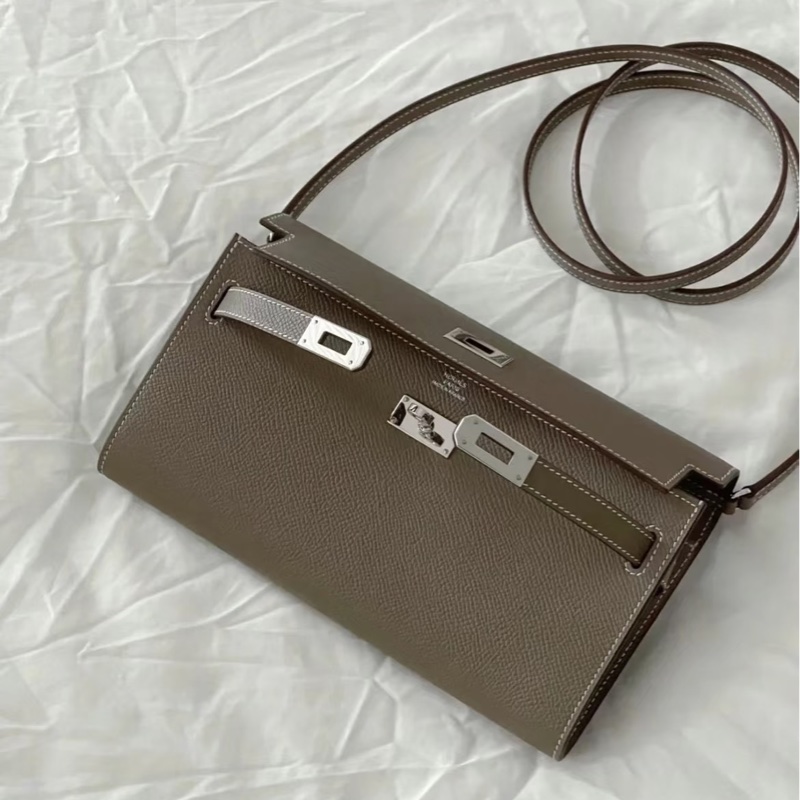 Hermes • Kelly Long 大象灰銀釦長夾 Epsom皮 全配附盒-1