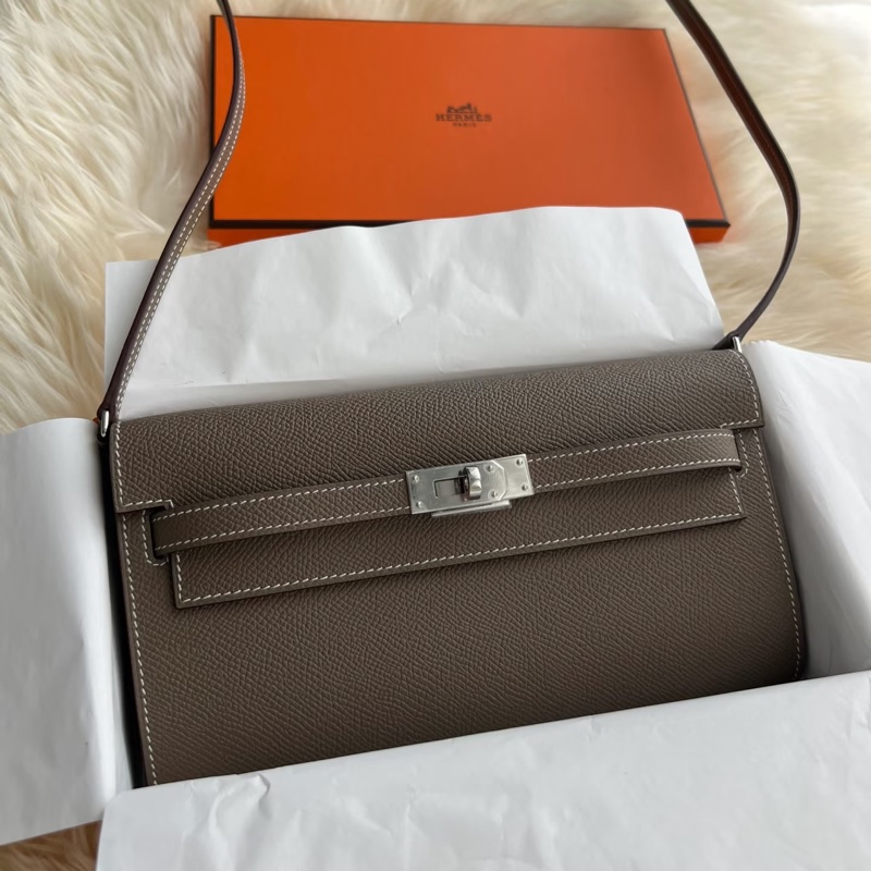 Hermes • Kelly Long 大象灰銀釦長夾 Epsom皮 全配附盒-2