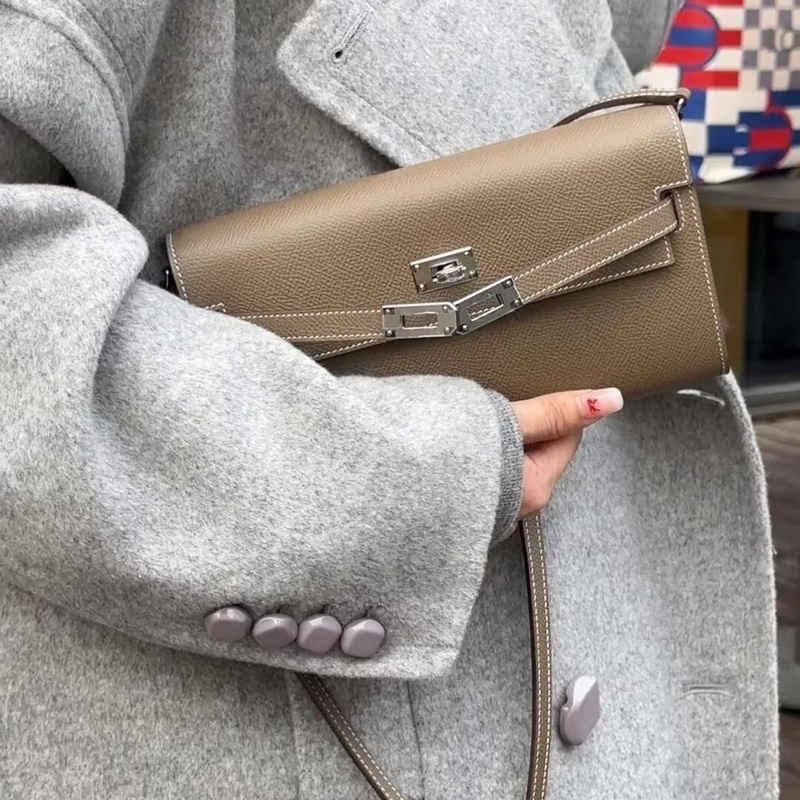 Hermes • Kelly Long 大象灰銀釦長夾 Epsom皮 全配附盒-3