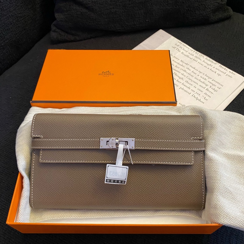 Hermes • Kelly Long 大象灰銀釦長夾 Epsom皮 全配附盒-4