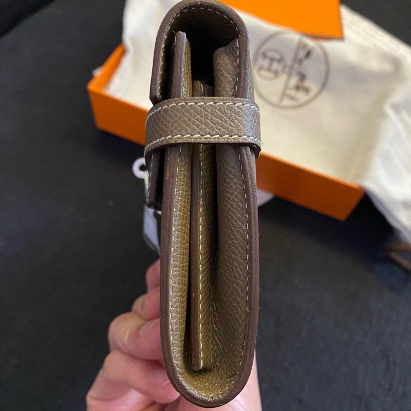 Hermes • Kelly Long 大象灰銀釦長夾 Epsom皮 全配附盒-8