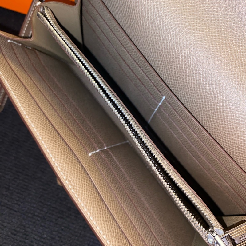 Hermes • Kelly Long 大象灰銀釦長夾 Epsom皮 全配附盒-11