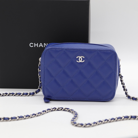 CHANEL 寶藍色牛皮 斜背包