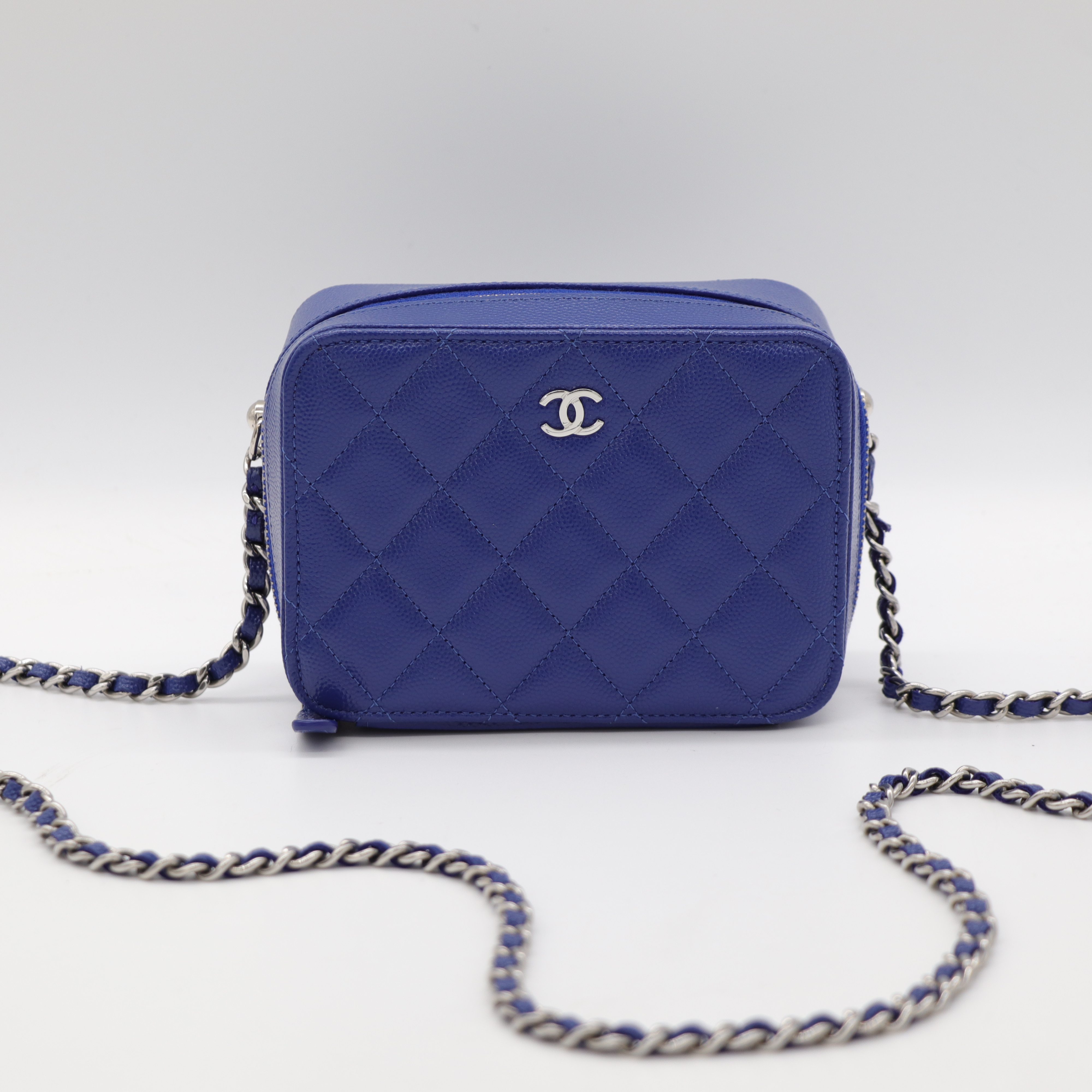 CHANEL 寶藍色牛皮 斜背包-2