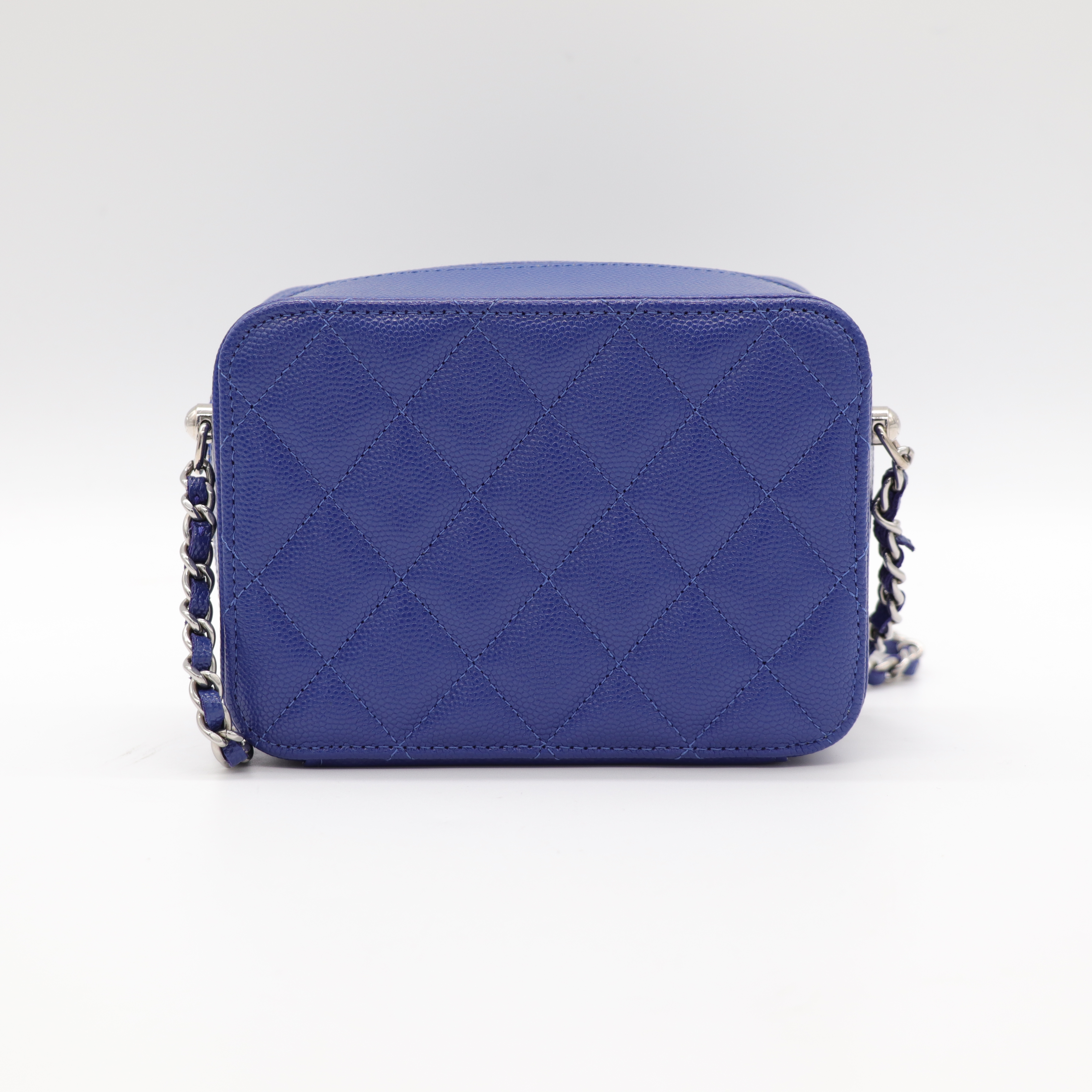 CHANEL 寶藍色牛皮 斜背包-6