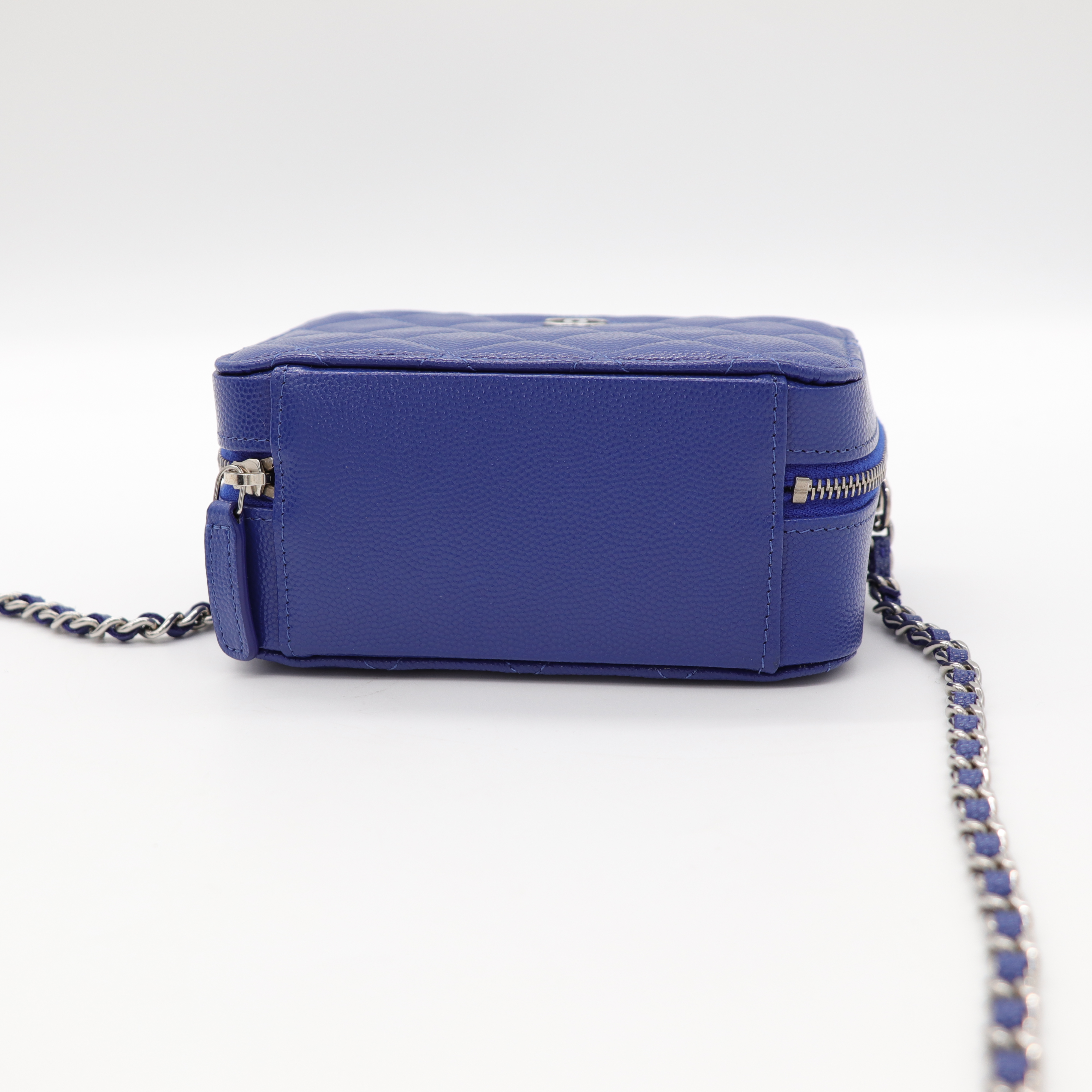 CHANEL 寶藍色牛皮 斜背包-7