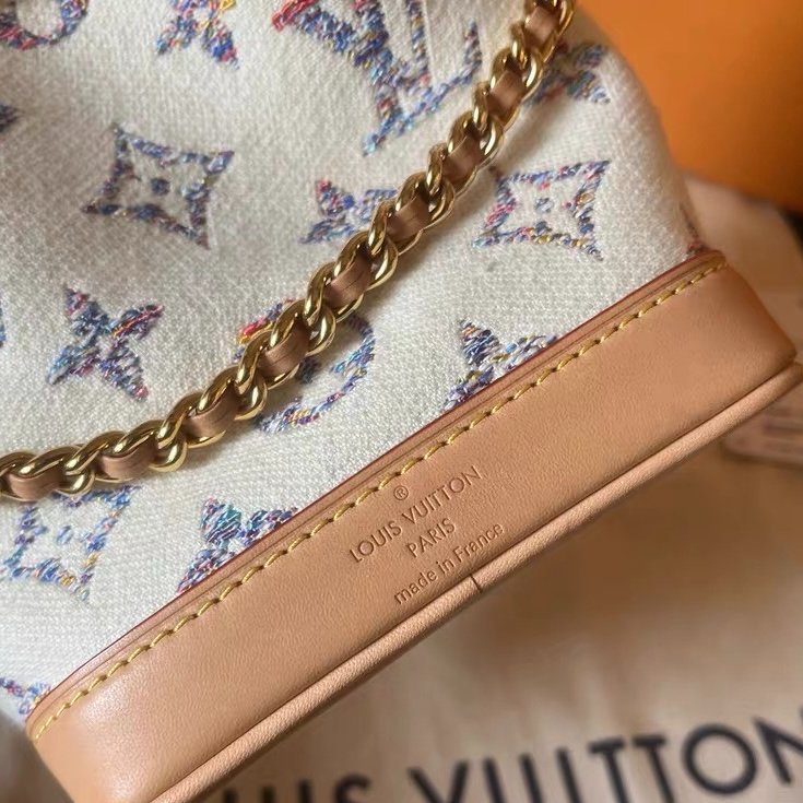 LV 限定款NOE Nano Nautical航海系列  抽繩小水桶 芯片款 帆布配皮 新配色夢幻紫刺繡logo 16*13*10cm  99新配件塵袋 肩帶 盒子 購證-4