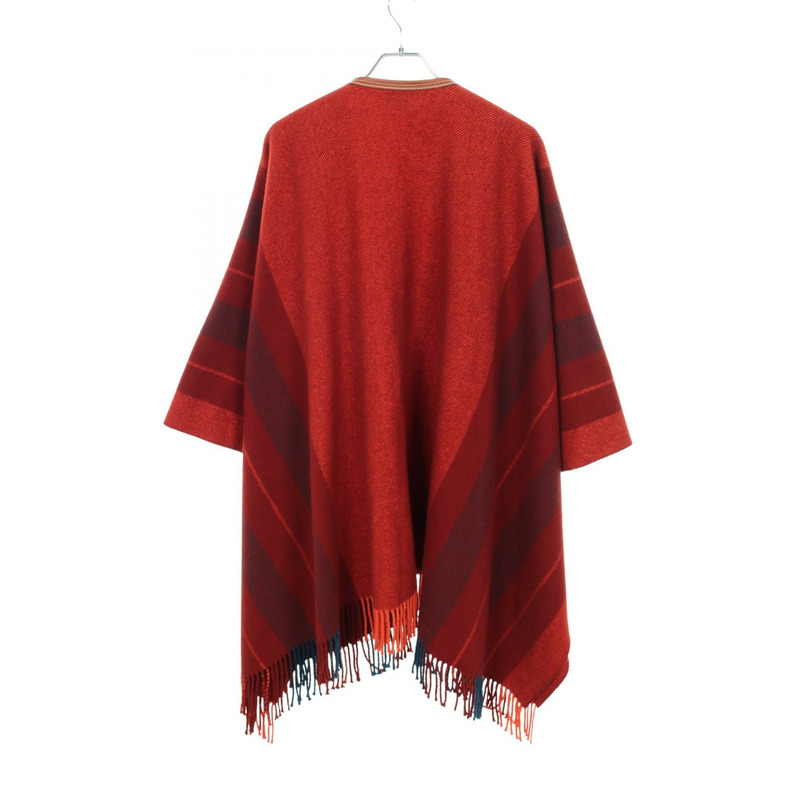 愛馬仕 Rocabal 羊毛羊絨披肩，酒紅色，二手女款-1