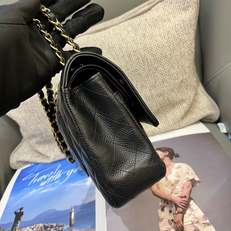 Chanel香奈兒黑金荔枝紋牛皮cf中號 27開-2