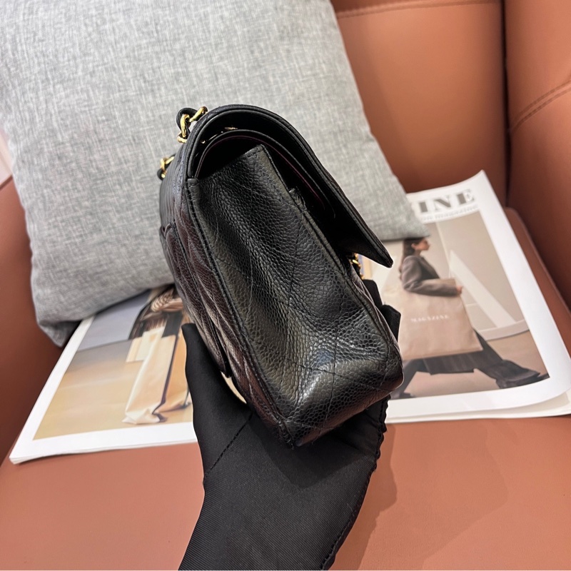 Chanel香奈兒黑金荔枝紋牛皮cf中號 29開-2