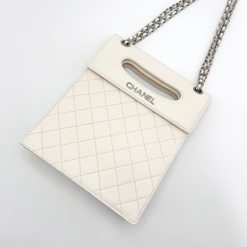 CHANEL 經典萎格紋竪版 手拎肩背鏈條口蓋包 19*23*6 98新配件塵袋 保卡-2