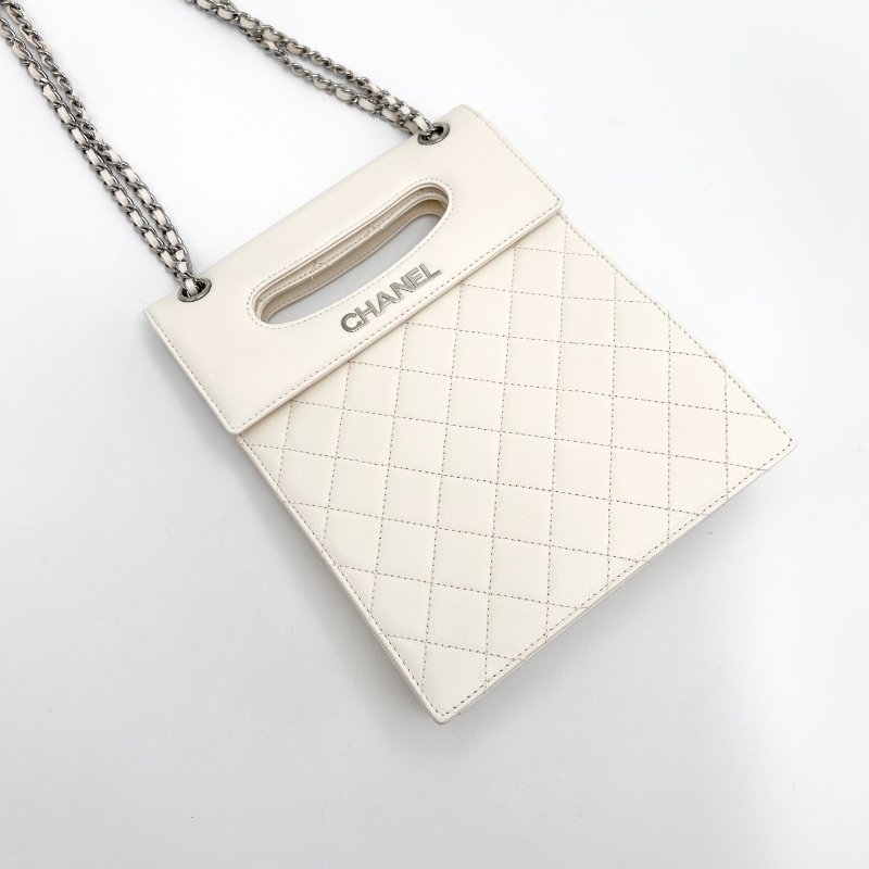 CHANEL 經典萎格紋竪版 手拎肩背鏈條口蓋包 19*23*6 98新配件塵袋 保卡-3