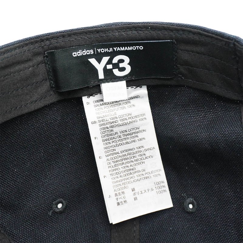Y-3 帆布品牌刺繡白Logo棒球帽(JP1142-黑)-3