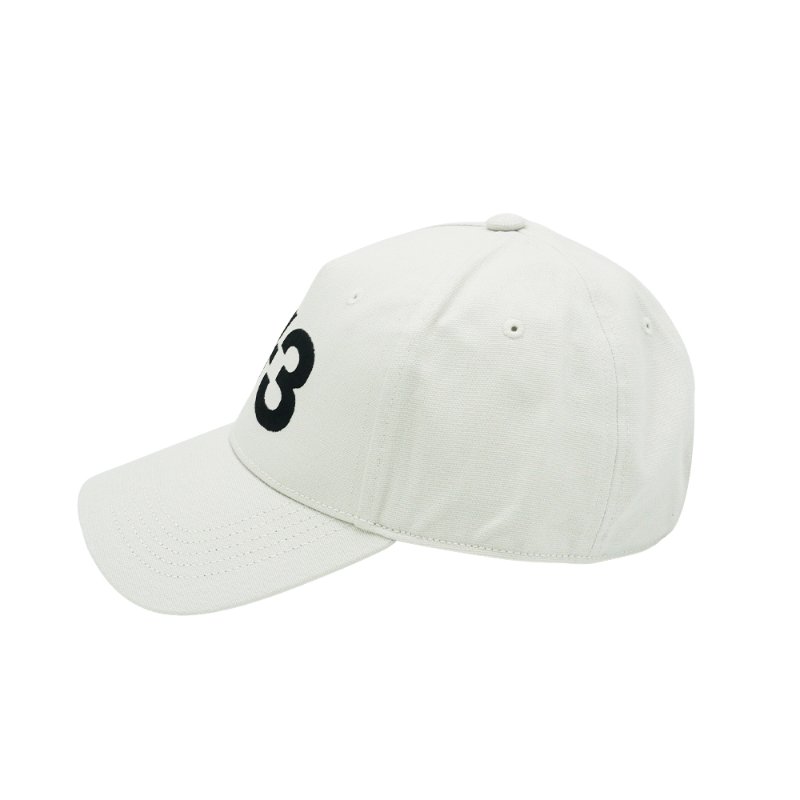 Y-3 帆布品牌刺繡黑Logo棒球帽(JP1144-白)-1