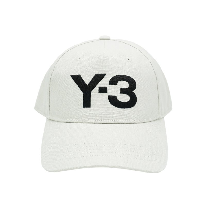 Y-3 帆布品牌刺繡黑Logo棒球帽(JP1144-白)-2