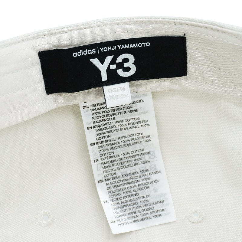 Y-3 帆布品牌刺繡黑Logo棒球帽(JP1144-白)-4