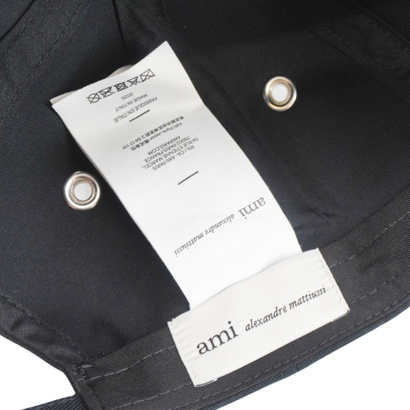 Ami 刺繡黑色愛心Logo棉質棒球帽(黑)-4
