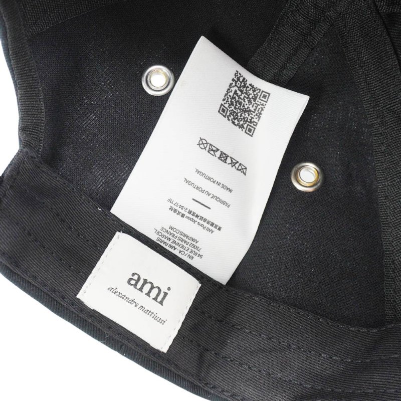 Ami 刺繡紅色愛心Logo棉質棒球帽(黑)-4