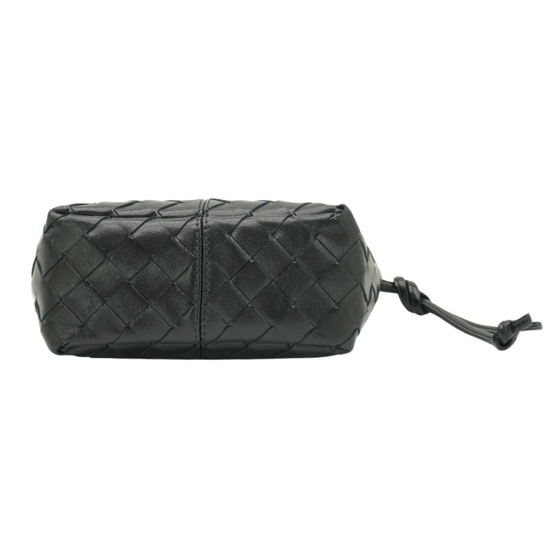 Bottega Veneta 編織小牛皮拉鍊單肩包(827397-黑)-4