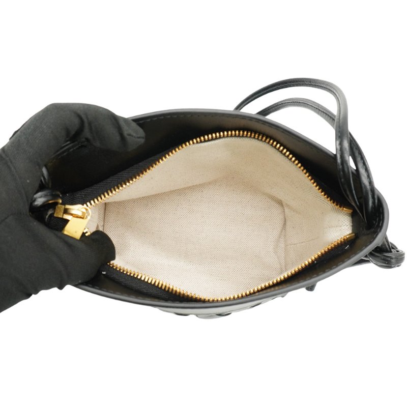 Bottega Veneta 編織小牛皮拉鍊單肩包(827397-黑)-5