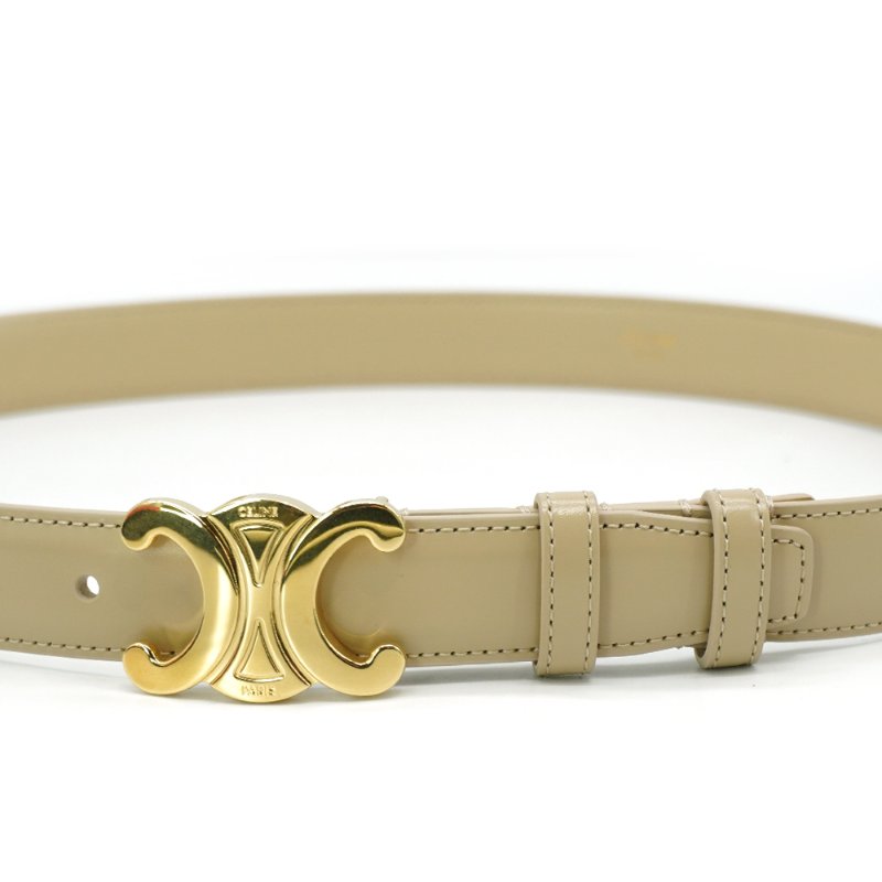 Celine 牛皮金釦凱旋門皮帶/腰帶-80cm(深象牙色)-2