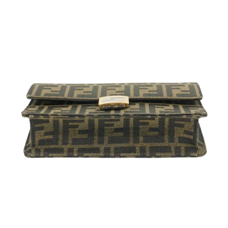 Fendi Baguette 緹花布肩背兩用包Woc(8M0498-咖)-3