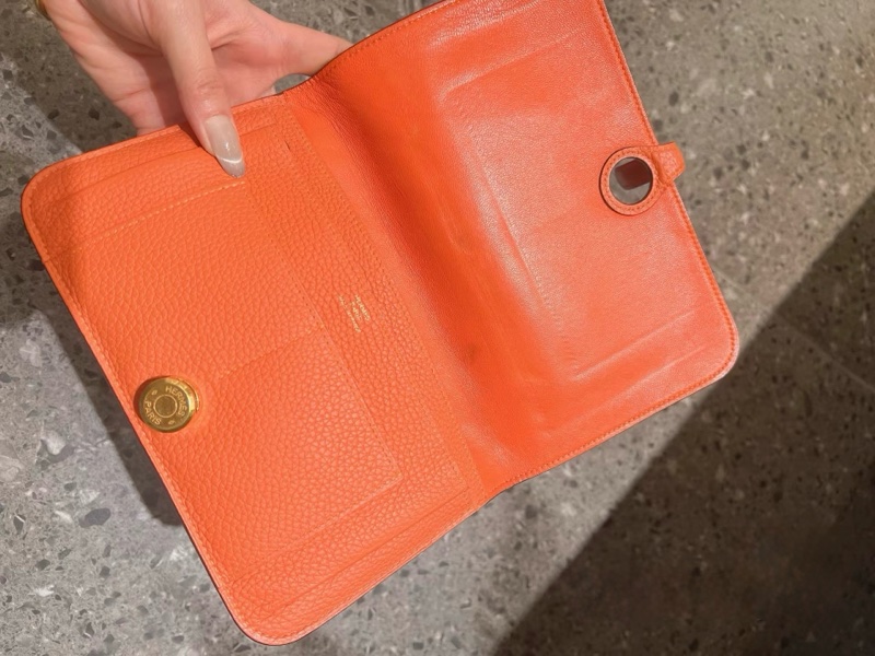 Hermès 愛馬仕 Dogon 愛馬仕橙 金扣長夾｜全皮款｜可放手機｜可改鏈條包-3