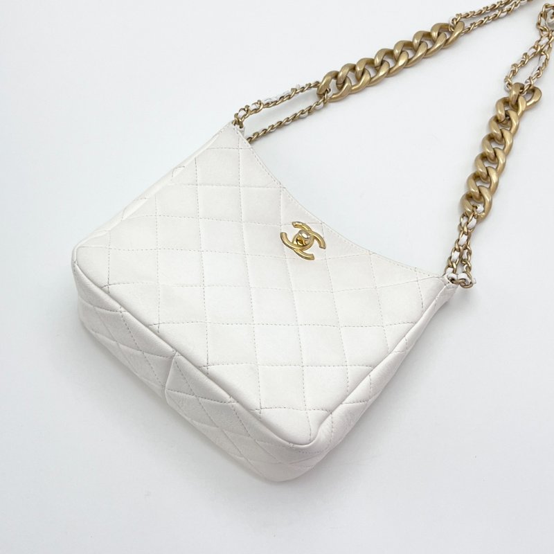 ️CHANEL 22p Hobo白色肩背嬉皮包 19*17*8 98新配件購證塵袋-2