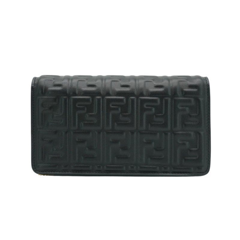 Fendi Baguette 全皮壓紋肩背兩用包Woc(8M0498-黑)-2