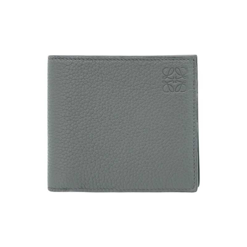 Loewe 粒面小牛皮八卡對開短夾(深灰)-0